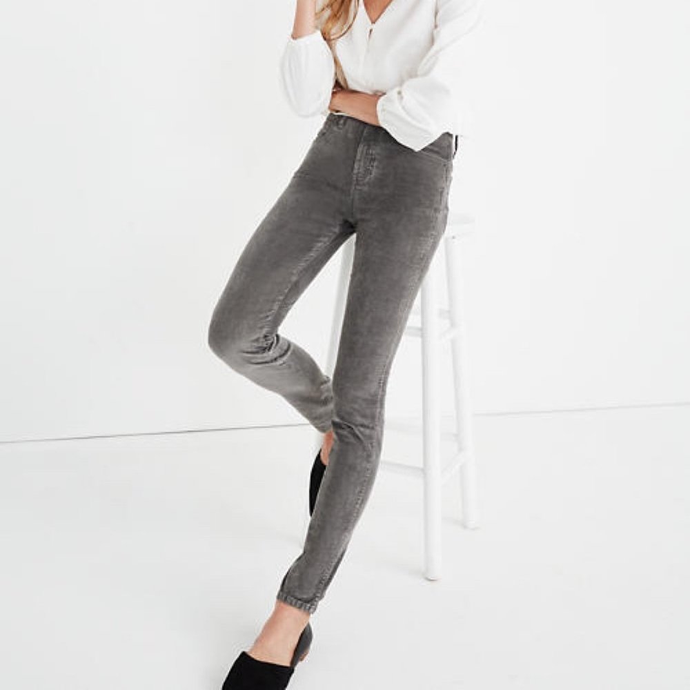 Madewell Gray Corduroy Stretchy Skinny Jeans Womens Size 27 x 32
